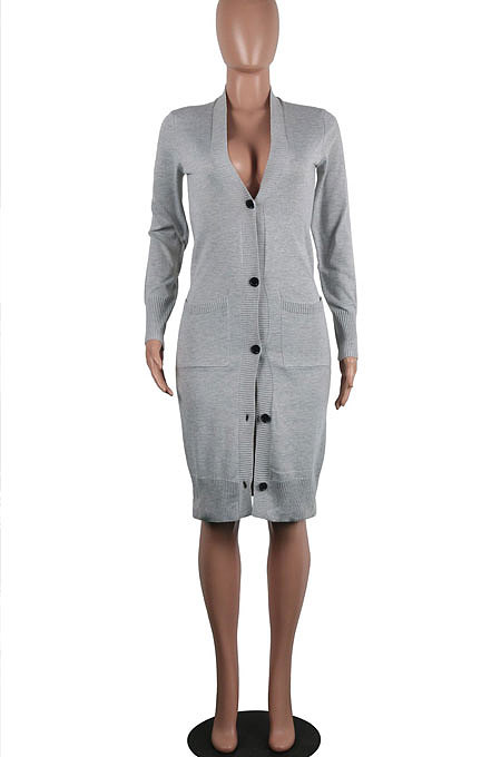 Army Green Fashion Wholesale Long Sleeve Single-Breasted Sweater Cardigan  Coat SY8827-1