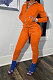 Orange Cotton Blend Casual Long Sleeve Stand Neck Zip Front Coat Bodycon Pants Elastic Sport Sets YYF8252-5