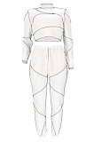 Black Women Club Spliced Half Turtle Neck Pencil Pants Sets GL6510-2