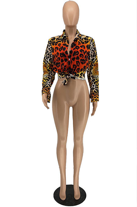 Yellow Newest Positioning Printing Long Sleeve Lapel Neck Single-Breasted Shirts ZDD31167-1