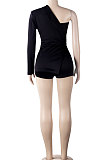 Red Sexy Bodycon Strapless Hot Drilling Three Pieces Shorts Sets K2105-4