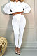 White Women Trendy Sport Cotton Pure Color Bnadage Bodycon Hooded Tops Pants Sets PH13261-8