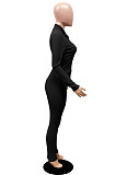 Red New Wholesale Ribber Long Sleeve Zip Front T-Shirts Pencil Pants Slim Fitting Two-Piece DR88130-1
