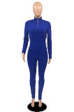 Red New Wholesale Ribber Long Sleeve Zip Front T-Shirts Pencil Pants Slim Fitting Two-Piece DR88130-1