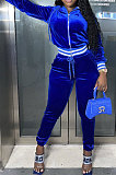 Pink Wholesale Women Velvet Webbint Spliced Long Sleeve Hoodie Bodycon Pants Casual Sport Sets LML271-1