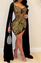 Golden Women Hot Drilling Perspectivity High Waist Bodycon Mini Dress K2203-1