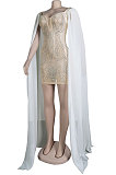 Silver Women Hot Drilling Perspectivity High Waist Bodycon Mini Dress K2203-2