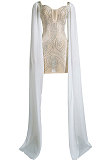 Silver Women Hot Drilling Perspectivity High Waist Bodycon Mini Dress K2203-2