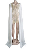 Silver Women Hot Drilling Perspectivity High Waist Bodycon Mini Dress K2203-2