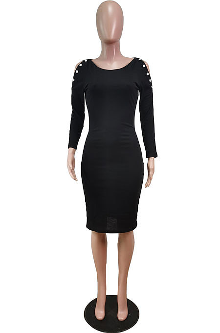 Orange Night Club Off Shoulder Long Sleeve Round Collar Collect Waist Collect Waist Pencil Dress WY6847-2