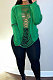 Green Modest Casual Zipper Spliced Sleeve Backless Hollow Out Solid Color T-Shirts SXS6070