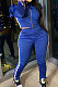 Blue Autumn Winter Side Strip Spliced Long Sleeve Zip Front Coat Pencil Pants Sport Sets OEP6311-3