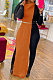 Orange Women High Collar Mid Waist Sleeveless Pure Color Pullover Split Long Dress K066-6