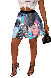 Yellow Women Fashion Printing Ruffle Skirts BM7145-3