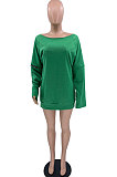 Green Modest Casual Zipper Spliced Sleeve Backless Hollow Out Solid Color T-Shirts SXS6070