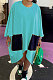 Light Blue Women Fashion Simplee Solid Color Loose Round Collar Swing Spliced Mini Dress PU6095-4