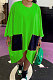 Green Women Fashion Simplee Solid Color Loose Round Collar Swing Spliced Mini Dress PU6095-3