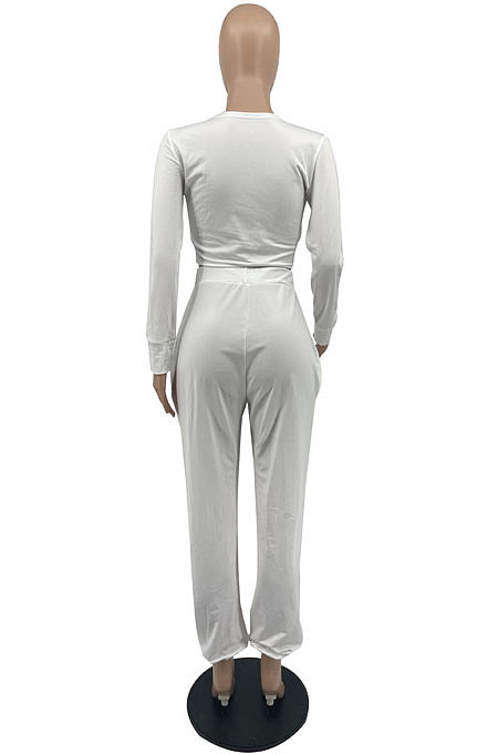 Drak Green Sexy Mesh Spliced Long Sleeve V Neck Tops Loose Ankle Banded Pants Casual Sets YYF8254-4