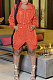 Orange Women Fashion Split Wind Coat Cloth Pure Color Mid Waist Hooded Zipper Mini Dress GL6512-2