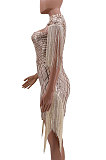Red Women Fashion Sexy Sequins Tassel Mesh Spaghetti Mini Dress CCY8033-2