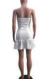 Rose Red Sexy Backless Solid Bodycon Stralpless Mini Dress SY6235-5