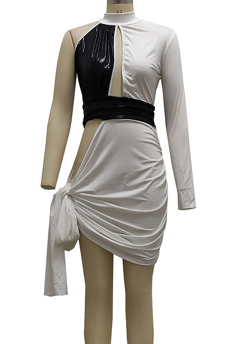 Pink Sexy Personality Spliced One Sleeve Hollow Out Collect Waist Slim Fitting For Party Hip Dress SMR10644-2