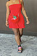 Red Sexy Backless Solid Bodycon Stralpless Mini Dress SY6235-3