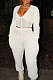 White Sexy Mesh Spliced Long Sleeve V Neck Tops Loose Ankle Banded Pants Casual Sets YYF8254-2