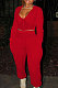 Red Sexy Mesh Spliced Long Sleeve V Neck Tops Loose Ankle Banded Pants Casual Sets YYF8254-3