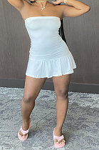 White Sexy Backless Solid Bodycon Stralpless Mini Dress SY6235-1