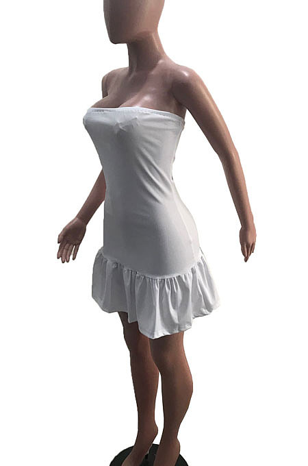 White Sexy Backless Solid Bodycon Stralpless Mini Dress SY6235-1