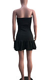 Rose Red Sexy Backless Solid Bodycon Stralpless Mini Dress SY6235-5
