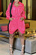 Rose Red Women Fashion Split Wind Coat Cloth Pure Color Mid Waist Hooded Zipper Mini Dress GL6512-1