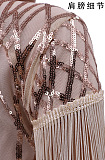 Red Women Fashion Sexy Sequins Tassel Mesh Spaghetti Mini Dress CCY8033-2