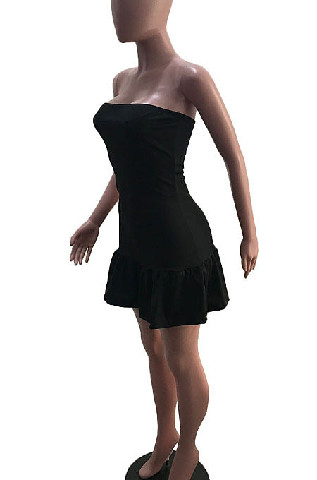 Rose Red Sexy Backless Solid Bodycon Stralpless Mini Dress SY6235-5