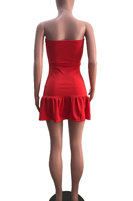 White Sexy Backless Solid Bodycon Stralpless Mini Dress SY6235-1