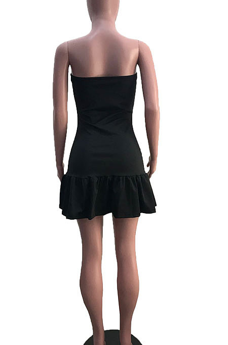 White Sexy Backless Solid Bodycon Stralpless Mini Dress SY6235-1