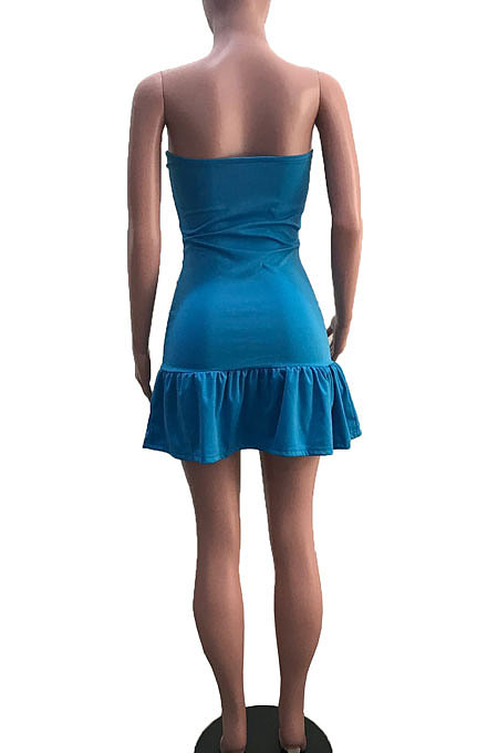 White Sexy Backless Solid Bodycon Stralpless Mini Dress SY6235-1