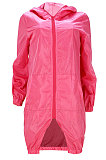 Orange Women Fashion Split Wind Coat Cloth Pure Color Mid Waist Hooded Zipper Mini Dress GL6512-2