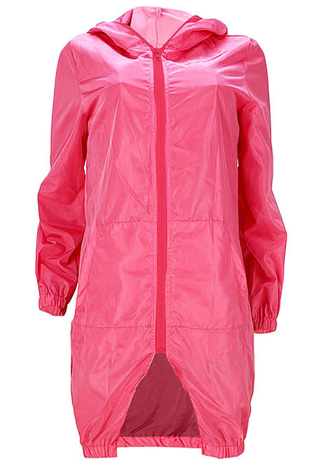 Orange Women Fashion Split Wind Coat Cloth Pure Color Mid Waist Hooded Zipper Mini Dress GL6512-2