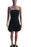 Rose Red Sexy Backless Solid Bodycon Stralpless Mini Dress SY6235-5