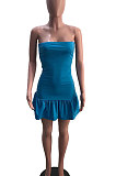 Rose Red Sexy Backless Solid Bodycon Stralpless Mini Dress SY6235-5
