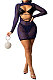 Blue Women Sexy Round Collar Long Sleeve Hollow Out Perspectivity Hot Drilling Skinny Mini Dress CCY9229-3