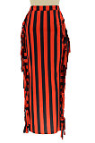 Apricot Euramerican Women Stripe Printing Tassel Pencil Skirts AL188-3