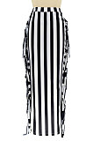 Blue Euramerican Women Stripe Printing Tassel Pencil Skirts AL188-4