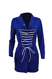 Red Modest Wholesale Long Sleeve Lapel Neck Bandage Suits Jacket Dress HH8986-2