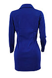 Red Modest Wholesale Long Sleeve Lapel Neck Bandage Suits Jacket Dress HH8986-2