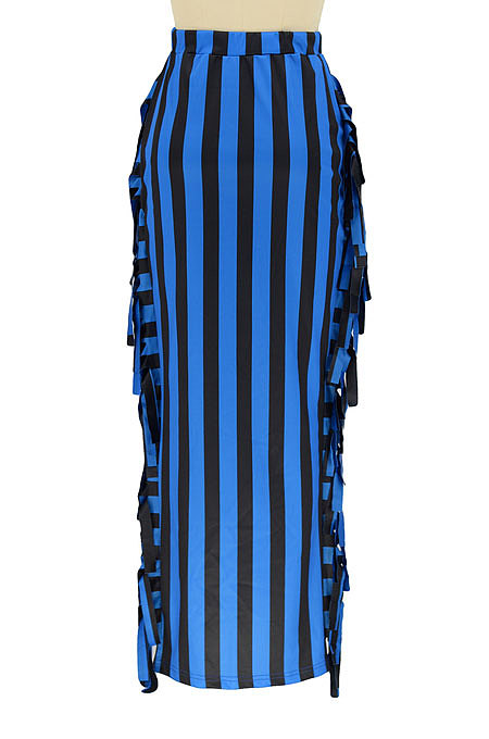 Apricot Euramerican Women Stripe Printing Tassel Pencil Skirts AL188-3