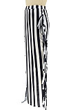 White Euramerican Women Stripe Printing Tassel Pencil Skirts AL188-1