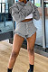 Gray Trendy Women Hooded Fleece Stringy Selvedge Casual Shorts Sets MDF5264